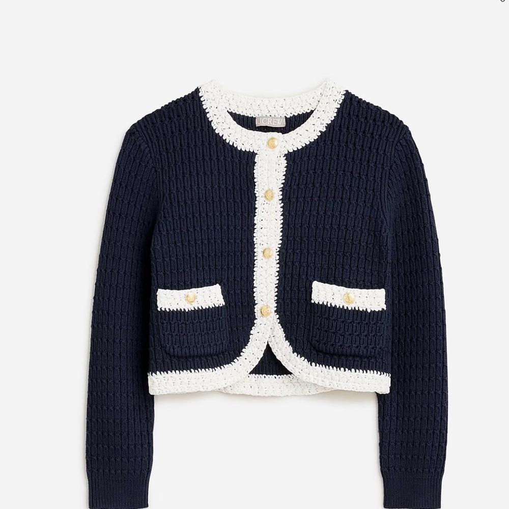 J.Crew Cropped sweater lady jacket with contrast trim Size S - Picture 5 of 16